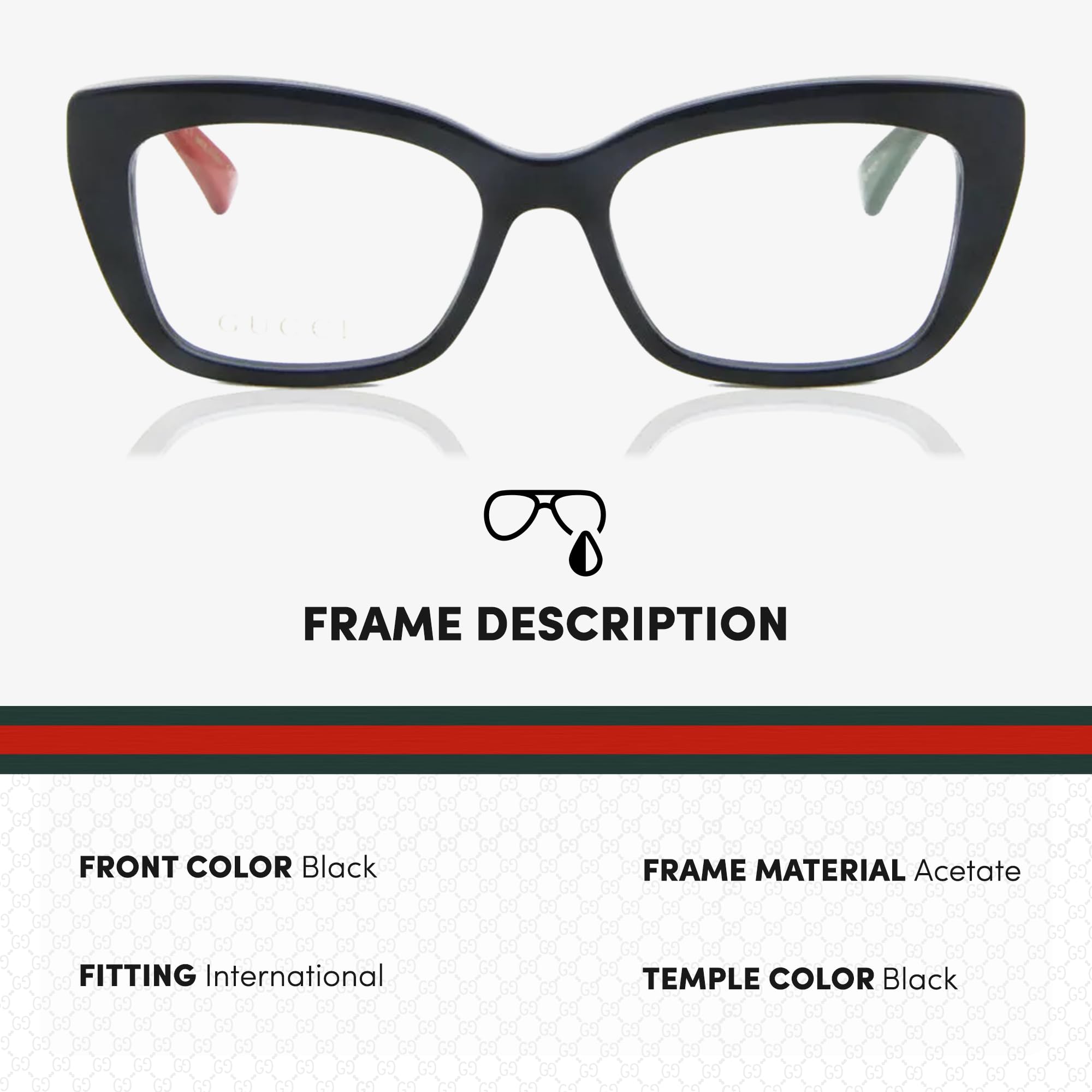 Gucci GG0165ON Designer Fashion Eyeglasses: Woman Cat Eye Shape Eyeglasses Frame Eyewear with Luxury eSHADES Kit - Embrace Sophistication and Elegance