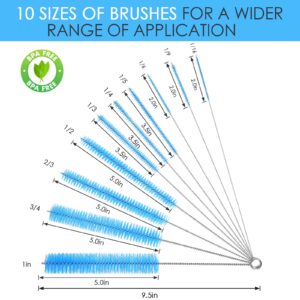 2024 Upgraded Long Straw Cleaner Brush,9.5in 10 Different Diameters Reusable Water Bottle Brush&1pcs 15in Spring Brush,Stainless Steel Nylon Tube Brush Kit for Sippy Cup,Water Bottle,Drinking Straw