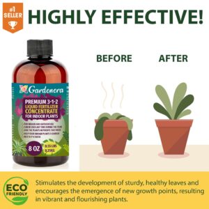 Premium Liquid Citrus Tree Plant Fertilizer - 3-1-2 Concentrate for Indoor Plants and Flowers by Gardenera | Organic Plant Food for Citrus Trees - 8oz