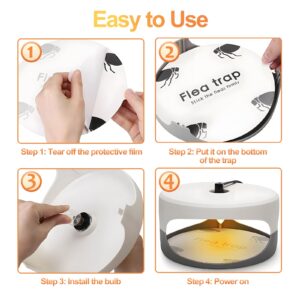 Flea Traps for Inside Your Home 2 Packs, Flea Trap Indoor Pest Control Trapper Insect Killer with Light, Sticky Bed Bug Natural