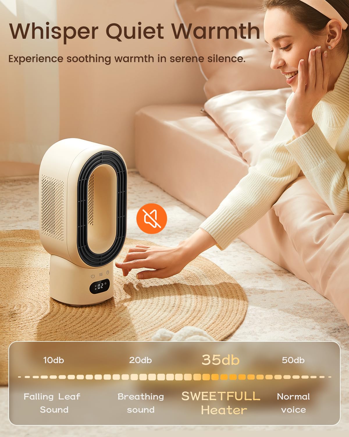 SWEETFULL Space Heater for Indoor Use, LED Bladeless 1000W Energy Efficient Portable Heater 2-8h Timer, Electric Heater Gifts for Women,Birthday Gifts for Women Mom,Womens Gifts for Christmas Grandma