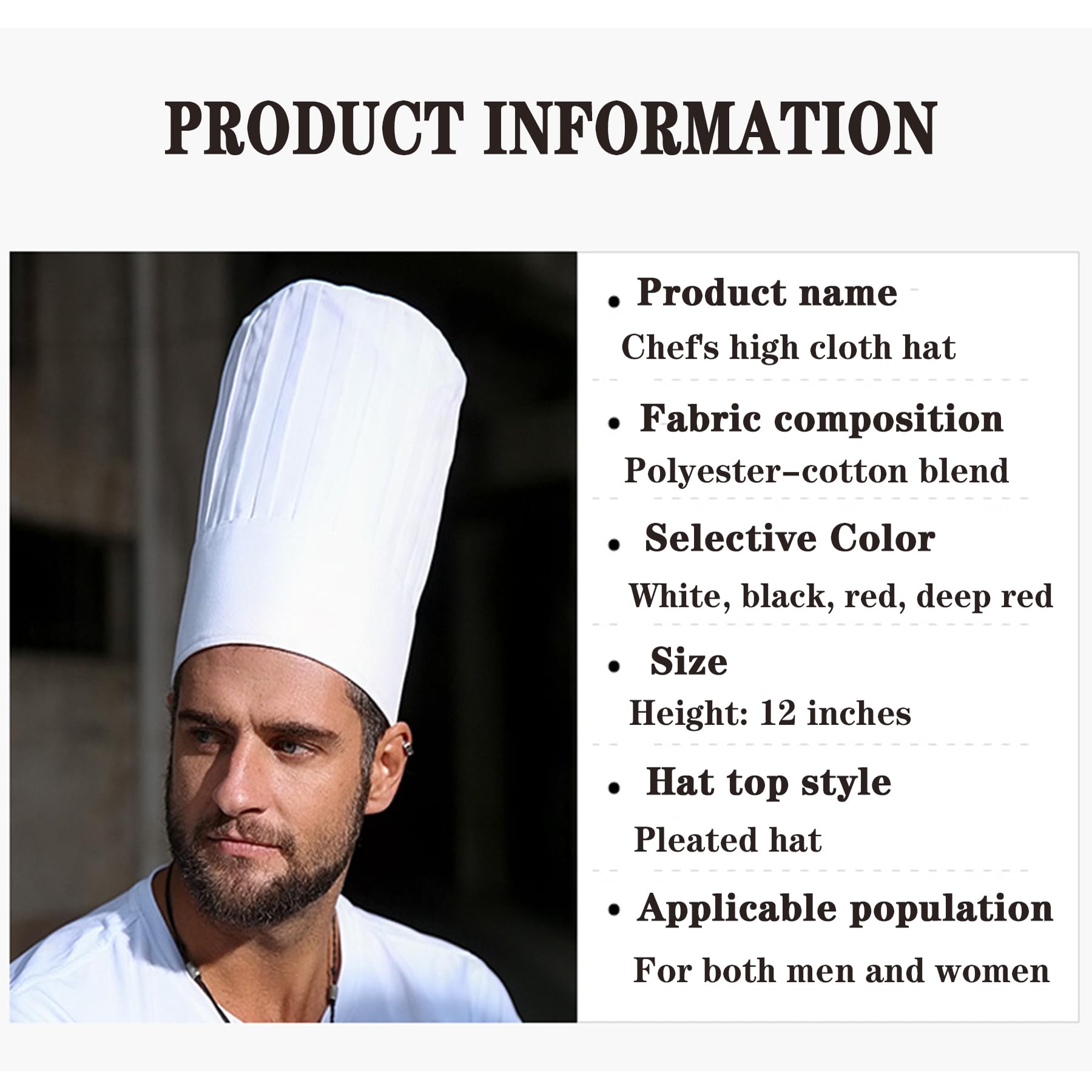 White Chef Hat for Men Women Adults,Elastic Band Adjustable Cotton Chefs Hat Hibachi Chef Works Hats Chef Cap Cook Hat(White)