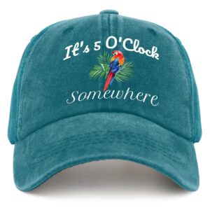 Jimmy Music Buffett Accessories Hats Its 5 Oclock Some Where Cap Women Hats Cyan Blue Funny Hats Gifts for Mom Outdoor Caps