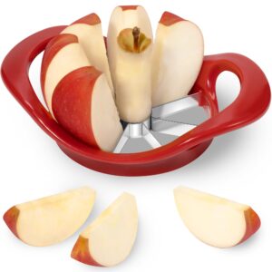 rainspire apple cutter 8 slices, 8 blade apple slicer and corer, apple corer tool with stainless steel blades, super sharp fruit cutter fruit slicer, red