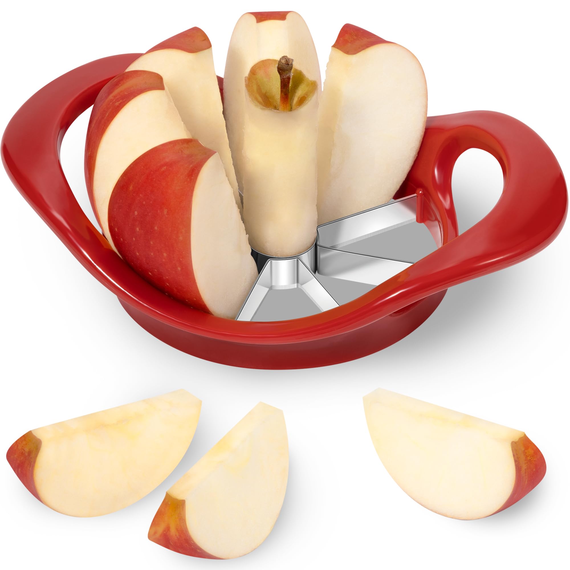 Rainspire Apple Cutter 8 Slices, 8 Blade Apple Slicer and Corer, Apple Corer Tool with Stainless Steel Blades, Super Sharp Fruit Cutter Fruit Slicer, Red