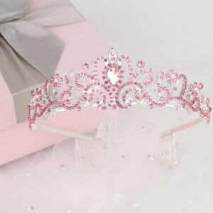 YISSION Birthday Girl Sash & Crown Pink Princess Tiara Crown for Women Girls Happy Birthday Queen Crown & Sash Birthday Tiaras & Crowns for Women Crystal Birthday Headband Birthday Party Decorations