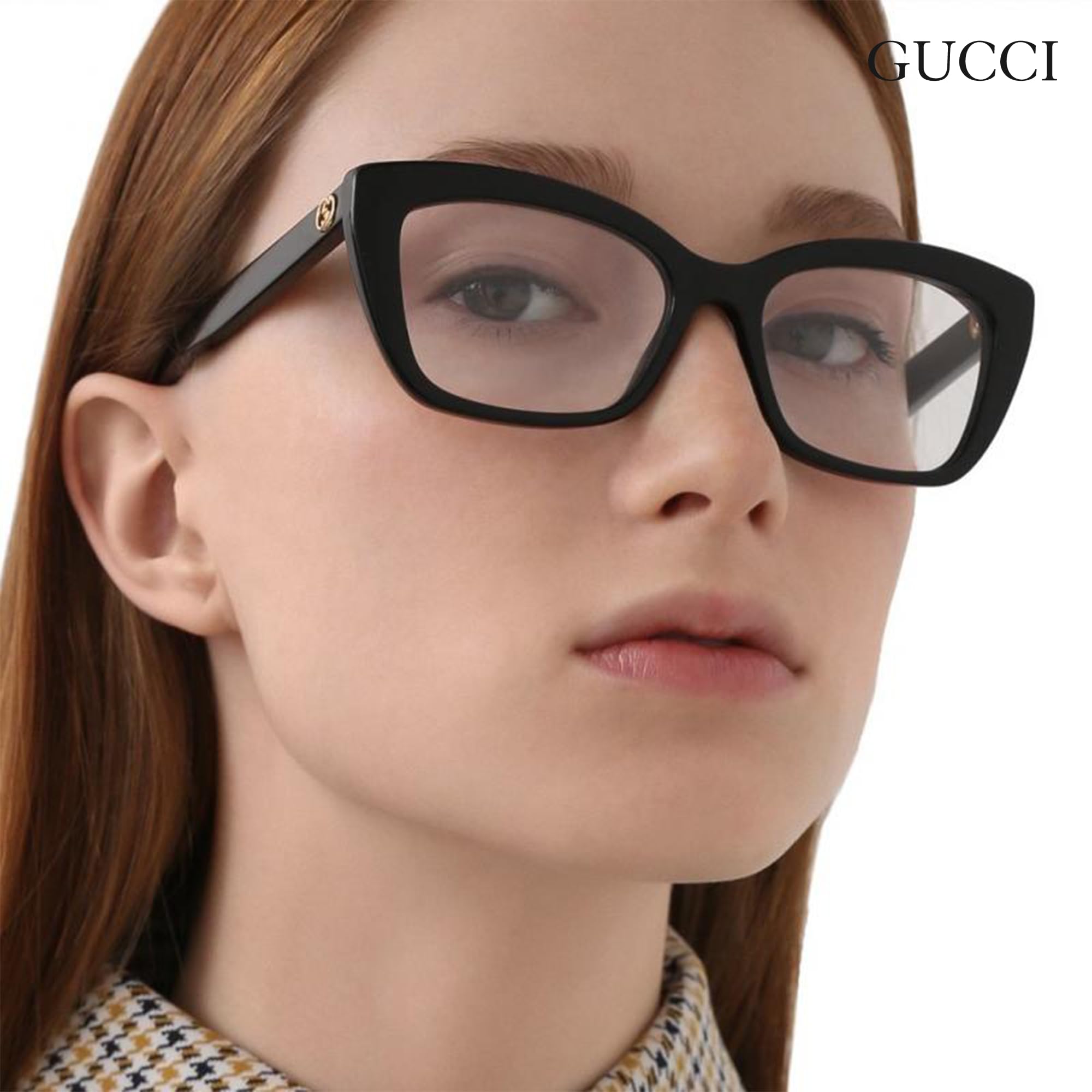 Gucci GG0165ON Designer Fashion Eyeglasses: Woman Cat Eye Shape Eyeglasses Frame Eyewear with Luxury eSHADES Kit - Embrace Sophistication and Elegance