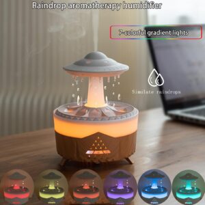 Raindrop Humidifiers for Bedroom -Essential Oil Diffuser with 7 Colors LED Lights,Air Humidifiers,Cool mist humidifier with 4 timers,Vaporizers for nursery,family,bedroom and office(No remote control)