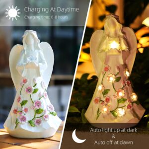 Garden Angel Gift for Women, Garden Angels Outdoor Statue, Guardian Angel Figurines Light, White Solar Angel Statues Decor for Cemetery, for Grandma Mom