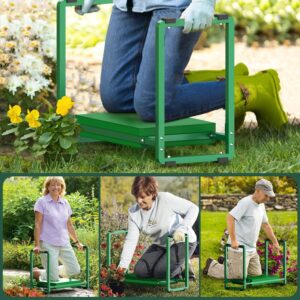 FLINTER 10.2" Wider Garden Kneeler and Seat, Heavy Duty Thick Gardening Bench for Kneeling and Seat - Garden Tools with Bags, Gardening for Women, Grandparents, Gardeners, Mom & Dad - Green