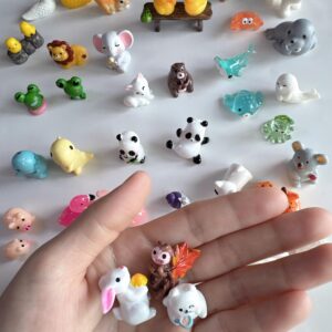 Mini Resin Animals Figures Set 100 Pieces for Miniature Garden Decor - Slime Charm for Craft - Tiny Resin Animal