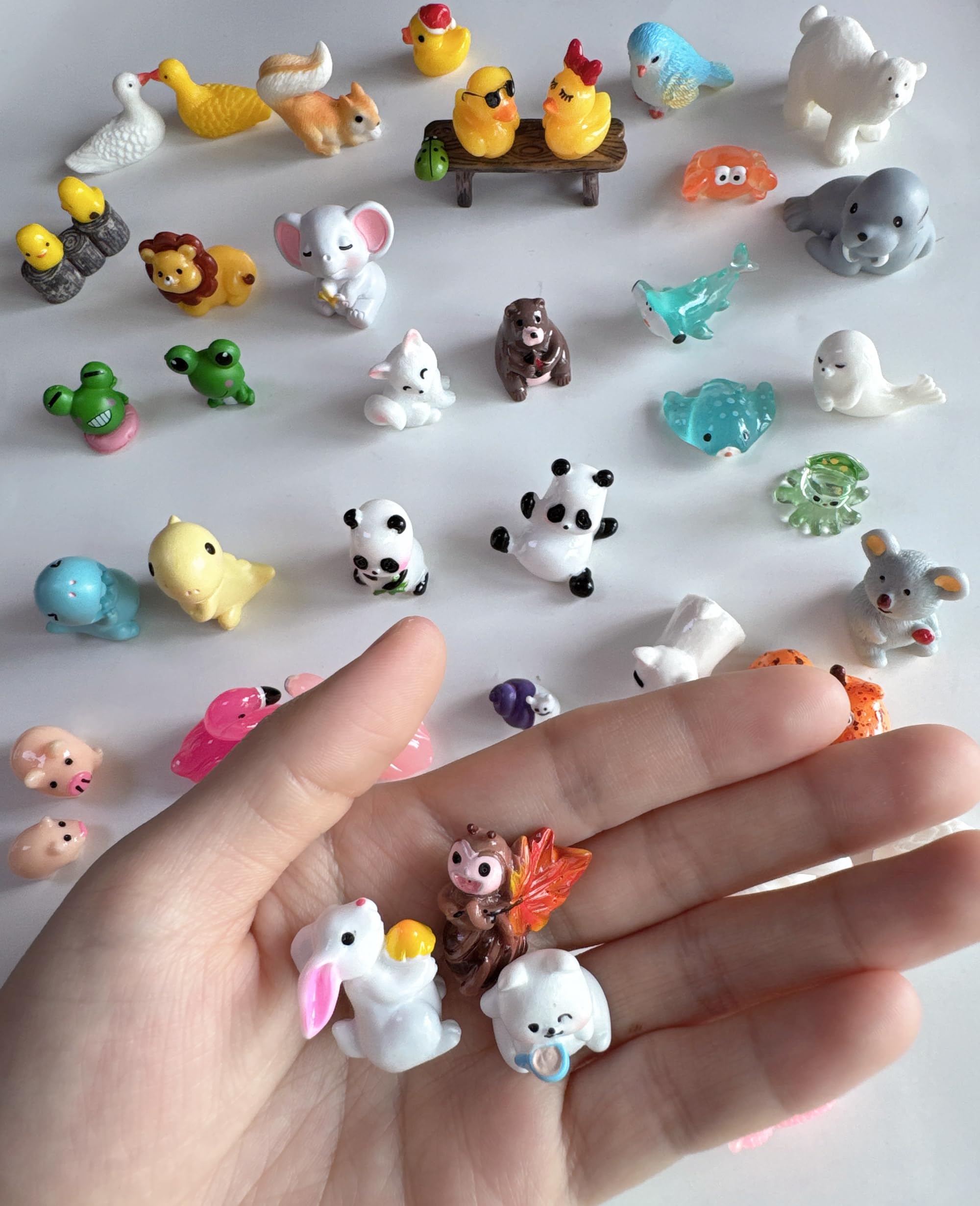 Mini Resin Animals Figures Set 100 Pieces for Miniature Garden Decor - Slime Charm for Craft - Tiny Resin Animal