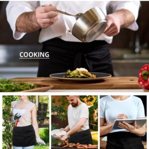 Xeoxarel Server Aprons with 4 Pockets, Unisex Waitress Waiter Waist Apron for Women and Man Half Black 11.5''