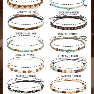 Zeyune 10 Pcs Cowboy Hat Bands Ethnic Western Hat Belts Rural Cowgirl Turquoise Hatbands Beaded Cowboy Hat (Novelty Style)