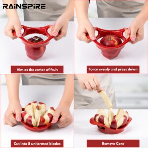 Rainspire Apple Cutter 8 Slices, 8 Blade Apple Slicer and Corer, Apple Corer Tool with Stainless Steel Blades, Super Sharp Fruit Cutter Fruit Slicer, Red