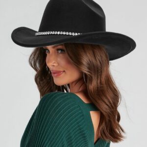 Classic Felt Wide Brim Western Cowboy & Cowgirl Hat with Buckle for Women and Men(Size:M)