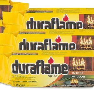 Duraflame 4.5 Pound 3 Hour Long Burn Time Indoor Outdoor Quick Light Fire Log for Camping, Firepits, Bonfires, and Fireplaces (12 Pack)