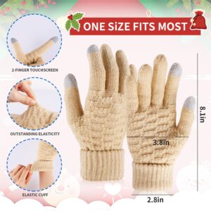 Winter Gloves for Women - 4 Pairs Touchscreen Gloves for Women Cold Weather, Fashion Knit Mittens Warm Winter Gloves