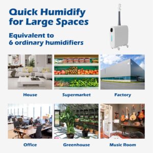 Lacidoll Humidifiers for Large Room Home, 6.6Gal/25L Large Humidifier Whole House Humidifier 3000 sq.ft, Cool Mist Top Fill Floor Commercial and Industrial Humidifiers, 360° Nozzle Sets, 3 Speed