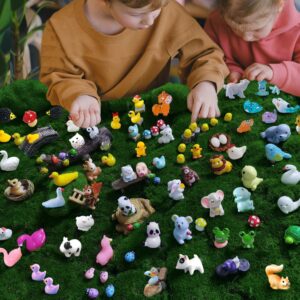 Mini Resin Animals Figures Set 100 Pieces for Miniature Garden Decor - Slime Charm for Craft - Tiny Resin Animal