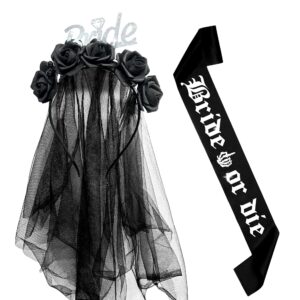 jevenis goth bride to be sash gothic bride to be headband bride or die bachelorette decoration