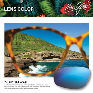 Maui Jim Amberjack Rectangle Sunglasses, Matte Dark Navy W/Black Rubber/Blue Hawaii Polarized, Medium