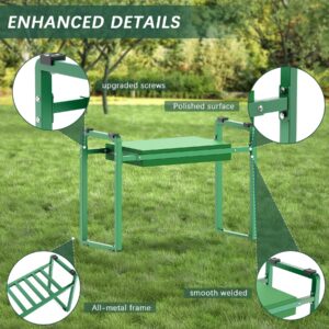 FLINTER 10.2" Wider Garden Kneeler and Seat, Heavy Duty Thick Gardening Bench for Kneeling and Seat - Garden Tools with Bags, Gardening for Women, Grandparents, Gardeners, Mom & Dad - Green