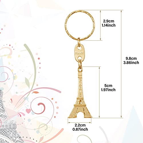 Inbagi 120 Pcs Eiffel Tower Keychain Retro French Souvenirs Paris Eiffel Tower Keyring for Home Jewelry Table Decor Gifts (Gold)