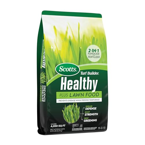 Scotts Turf Builder Healthy Plus Lawn Food, 2-in-1 Fungicide and Fertilizer, Helps Grass Withstand Summer Stress, 4,000 sq. ft., 13.70 lbs.