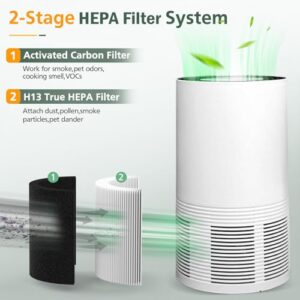 2 Pack H13 True HEPA Replacement Filter Compatible with Crane EE-5068 Air Purifier, Part Number HS-1946