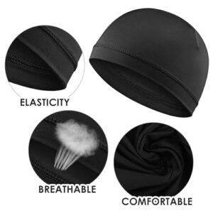 COMNICO 2 Pcs Men Skull Caps, Beanie Multifunctional Sleep Hats Breathable Headwear Sweat Absorbent Liner Cap for Men Women (Black，Dark Grey)