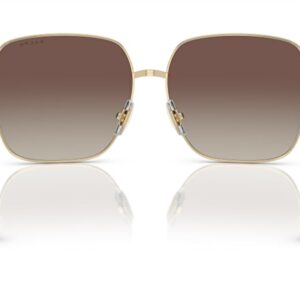 Ralph by Ralph Lauren Women's RA4142 Square Sunglasses, Shiny Pale Gold/Gradient Brown Mirrored, 59 mm