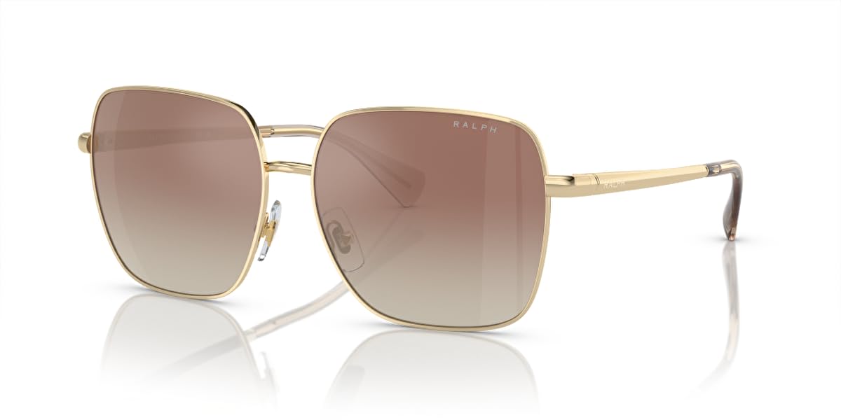 Ralph by Ralph Lauren Women's RA4142 Square Sunglasses, Shiny Pale Gold/Gradient Brown Mirrored, 59 mm