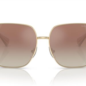 Ralph by Ralph Lauren Women's RA4142 Square Sunglasses, Shiny Pale Gold/Gradient Brown Mirrored, 59 mm