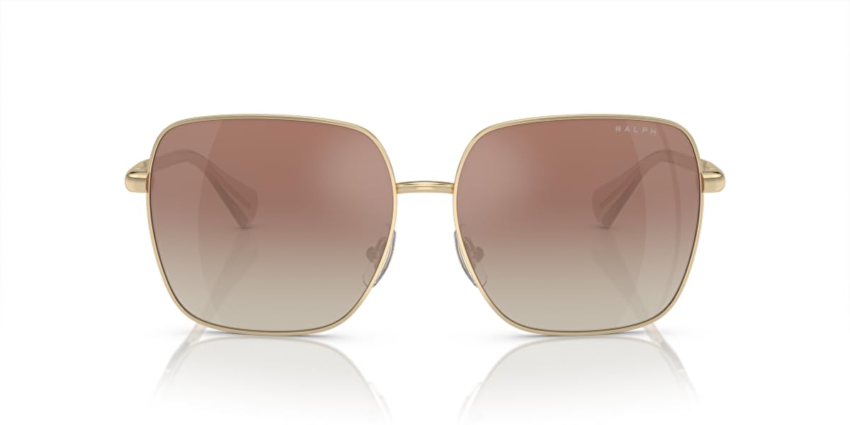 Ralph by Ralph Lauren Women's RA4142 Square Sunglasses, Shiny Pale Gold/Gradient Brown Mirrored, 59 mm