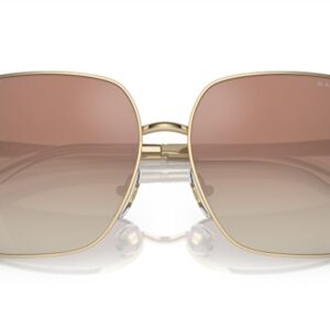 Ralph by Ralph Lauren Women's RA4142 Square Sunglasses, Shiny Pale Gold/Gradient Brown Mirrored, 59 mm