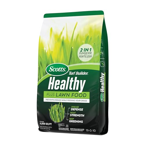 Scotts Turf Builder Healthy Plus Lawn Food, 2-in-1 Fungicide and Fertilizer, Helps Grass Withstand Summer Stress, 4,000 sq. ft., 13.70 lbs.