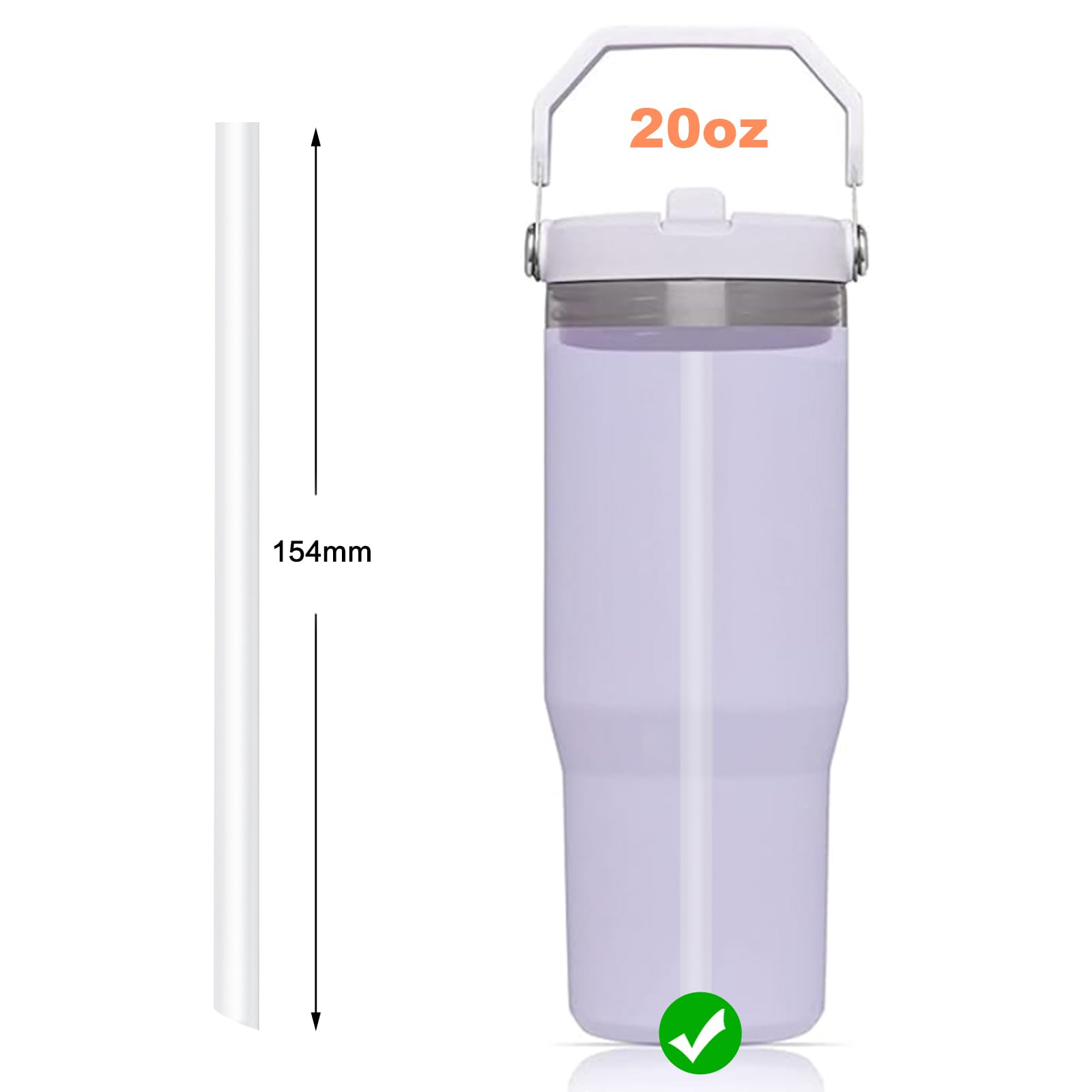 Replacement Straws Compatible with 20oz Stanley IceFlow Stainless Steel Tumbler with Straw-The IceFlow Straw Replacement-Accessories Set Include 6 Hard Straws,1Cleaning Brush