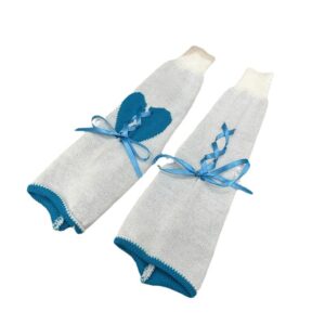 DEEPWIN Leg Warmer Leg Socks Lolita Love Sweet Knitted Leg Calf Cute Ribbon JK Spicy Girl (Blue)