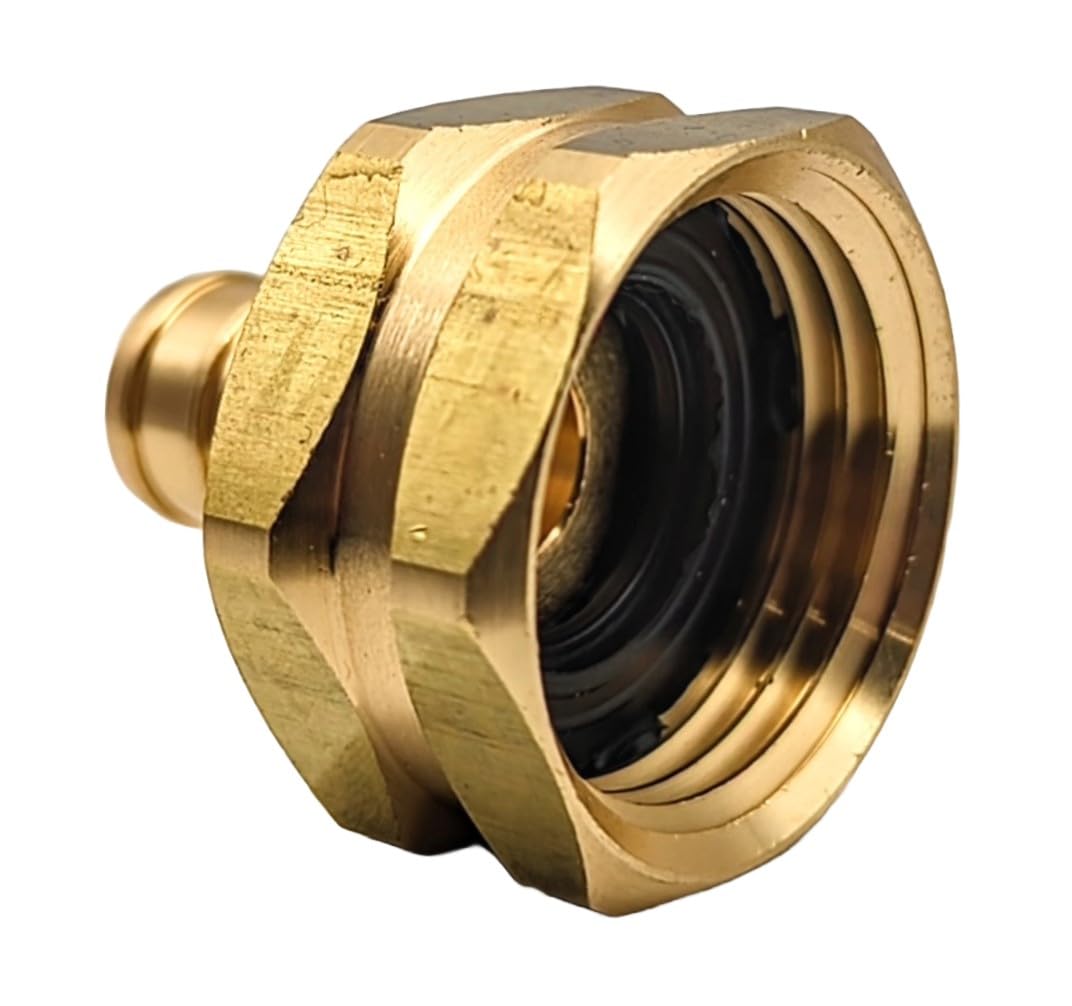 GRIDTECH Brass Garden Hose Adapter Swivel Fitting, 1/2” PEX Barb and 3/4” GHT Female Connector, Heavy-Duty High-Pressure Support, Rust and Corrosion Resistant, Patent Pending