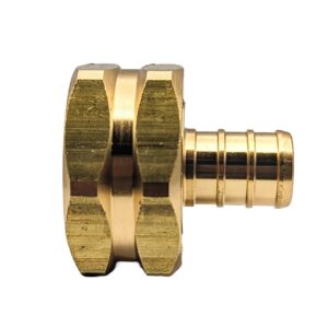 GRIDTECH Brass Garden Hose Adapter Swivel Fitting, 1/2” PEX Barb and 3/4” GHT Female Connector, Heavy-Duty High-Pressure Support, Rust and Corrosion Resistant, Patent Pending