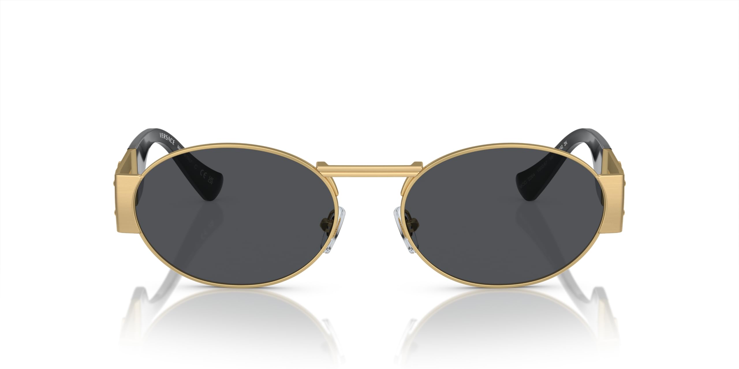 Versace Unisex Sunglasses Matte Gold Frame, Dark Grey Lenses, 56MM