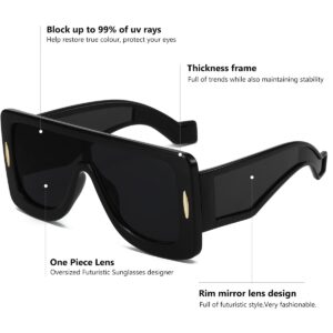 GFUIARA Trendy Anagram Mask Sunglasses for Women Men Oversized Flat Top Fashion Shield Sun Glasses UV Protection Sunnies