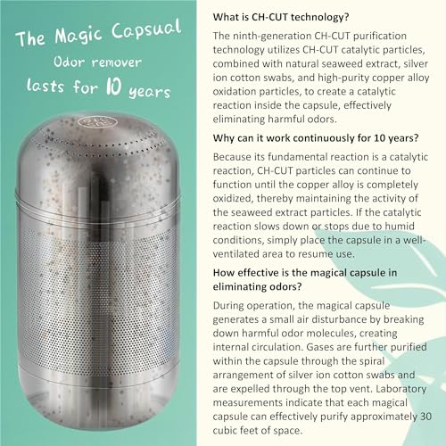 Magic Capsule-2024 NEW Upgrade-Refrigerator Deodorizer, Lasts for 10 Years, Odor Eliminator, Fridge Deodorizer, Beats Baking Soda and Bamboo Charcoal Air Purifying Bags