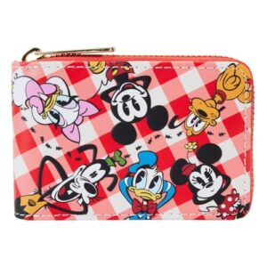 loungefly disney mickey and friends picnic basket accordion zip around wallet, black