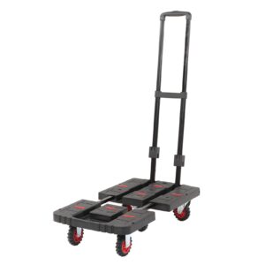 Folding Hand Truck with Rubber Wheels and Retractable Handle, 264lbs Capacity, Portable Dolly Cart for Transportation, Luggage, Mobile, Travel, Office Use