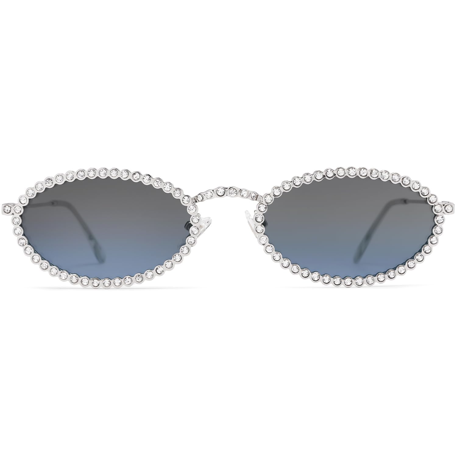 SOJOS Retro Oval Rhinestone Skinny Sunglasses for Women 90s Styles Bling Hippie Disco Trendy Sun Glasses Small Face SJ1205