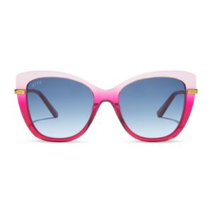 DIFF Harry Potter Hermione Granger 2.0 Square Sunglasses for Women UV400 Protection, Ombre Pink + Blue Bell Gradient