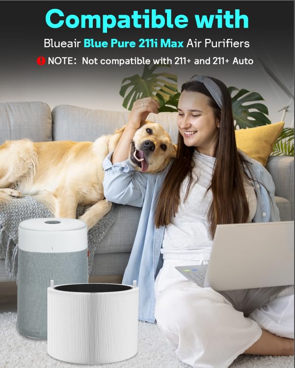 Leemone 2 Pack Blue Pure 211i Max Filter Replacement Compatible with Blueair Blue Pure 211i Max Air Purifier, H13 True HEPA & Activated Carbon Filter, Compare to Part #F2MAX