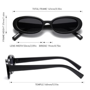 2Pcs Retro Oval Sunglasses for Women Men Trendy UV400 Small Vintage Shades 90's Style Sun Glasses